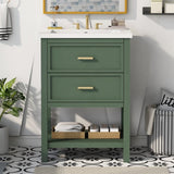 24'' Vanity with Top Sink, Modern Storage Cabinet with 2 Drawers, Single Sink N710P191968F
