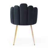 Modern Velvet Dining Chairs Set of 2, Woven Dining Chair with Golden Metal Legs, W1117P180621