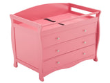 Pink painted MDF wood, three-drawer children's bed, 90.5*58*92cm, with safety belt and changing 87456893