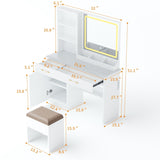 32'' Wide Makeup Vanity Desk with Lighted Mirror and Power Outlet, Dressing Table with Large Storage 13725973