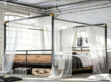 Queen Size Metal Canopy Bed, Upgraded Round-Pipe Metal Bed Frame, Industrial Modern Design, Black W5316P512581