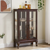 2 Doors Curio Cabinet with Tempered Glass Doors, Curio Cabinets with Mirrored Back Panel and W2275P178893