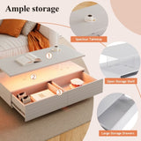 Modern White Rectangular LED Lights Coffee Table with 2 drawers in 47.2" N735P250962K