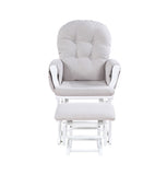 ZUN Mason Glider and Ottoman White Wood and Woven Gray Fabric B022P174720