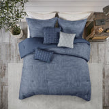 7 Piece Printed Seersucker Comforter Set Navy Cal King B03597180