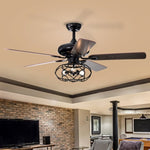 ZUN Low Profile Ceiling Fan with Lights,Blade Dark Wood 52-inch Ceiling Fan W1592P154143