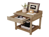 Retro Style Nightstand with Drawer and Open Shelf for Bedroom, Bedside Table with Turned Legs and N733P206240M