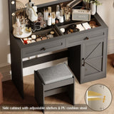 ZUN 43.4"Makeup Vanity Table, Makeup Table with Large Mirror and 11 LED Light , Brightness Adjustable, W2386P199525