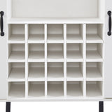 ZUN White Faux Rattan Barn Door Wine Cabinet with Wine Rack and Wine Glass Rack, Double Door Design with W2702P183969