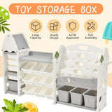 Kids Bookshelf Toy Storage with 17 Bins and 5 Bookshelves, Multi-functional Nursery PP300106AAE