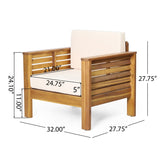 Outdoor Acacia Wood Club Chairs with Cushions, TeakBeige, 27.75"D x 32"W x 27.75"H 70692.00
