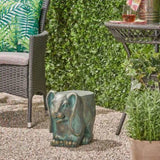 Rabbit Garden Stool, Lightweight Concrete, Gold Patina Finish, No Assembly Required N765P285189G