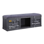 ZUN Grey and Gunmetal Storage Bench B062P189168