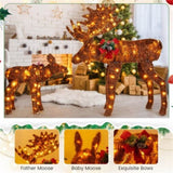 2-piece set lit moose Christmas decoration with LED lights 16393825