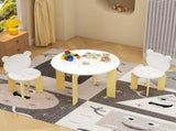 Kids Table and Chair Set, 3-Piece Toddler Table with 2 Chairs, Cute Bear-Back Chairs, Sturdy Wooden 24776717