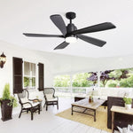 ZUN 52 Inch Ceiling Fan With Dimmable LED Light 5 Solid Wood Blades Smart Remote Control Reversible DC W934P195845