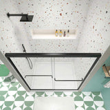 Bypass shower door, sliding door, with 1/4" tempered glass and Matted black finish 50-54"x70" W2122131035