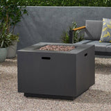 ZUN 33" Outdoor Iron Square Propane Fire Pit, Tank Inside, Brushed Brown - 50,000 BTU 62837.00BRN-50K