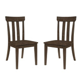 ZUN Set of 2 Slat Back Wooden Dining Chairs, Brown Oak B016P227295