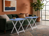 (4 pack) Solid Rubberwood Folding TV Tray Tables, Set of 2, Seaside Blue 27445987