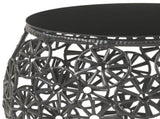 Hikre Clear Glass, Charcoal Fabric & Black Wicker Patio Lounge Chair & Side Table B2726P446697