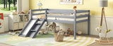 ZUN Twin Low Loft Bed with Slide, Ladder, Safety Guardrails, No Box Spring Needed,Grey 87862463