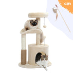 ZUN Small Cat Tree for Indoor Cats, Medium Cat Tower with Interactive Cat Toy,32.7" Cat Condo with Self 07683678