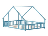 Full Size Floor Bed Triangle Roof Frame and Support Bed Slats, Montessori Kids Playhouse Bed 73003156