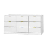 White 9 Drawer Dresser, 63" Large Deep Chest of, Wooden Dresser Storage Cabinet with 9 W409P307594