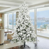 Snow Flocked Christmas Tree 7ft Artificial Hinged Pine Tree with White Realistic Tips Unlit W49819948