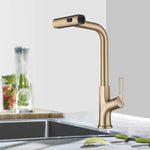 ZUN Brushed Gold Kitchen waterfall faucet with down sprayer, single handle kitchen sink faucet with W1217P146514