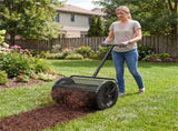 27"16" Lawn Fertilizer Spreader with Diamond Mesh Clump-Free Garden Compost Spreader - Black 02053492