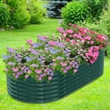 842ft Raised Garden Bed, Oval Galvanized Outdoor Planter Box, Metal Garden Bed for Planting 25828807