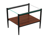 Set of 2 Rectangle End Table, Tempered Glass Tabletop with MDF layer, Modern Table for Living Room , W241P184246