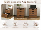 3-in-1 Vanity Desk with Lighted Mirror & Stool, Flip Top Makeup Dressing Table, Compact Storage for W2699P478802