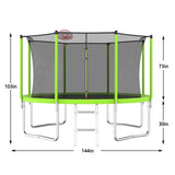 ZUN 12FT Trampoline Green for Kids & Adults with Basketball Hoop and Ball ,Recreational Trampolines with K1163139545