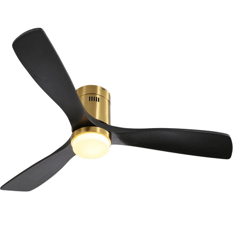 ZUN 52 Inch Low Profile Ceiling Fan with Remote Control 3 Solid Wood Blades,52 Inches Suitable for W934P147070