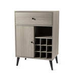 ZUN Modern Grey Wine Cabinet, Single Drawer, Single Cabinet with a removable wine rack B064P182637