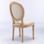 ZUN A&A Furniture,French Style Solid Wood Frame Antique Painting Linen Fabric Back Dining Chair,Set of W1143141070