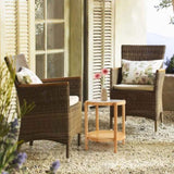 19.7in Rattan Coffee with Glass Top, Small Round End, Boho Style Side Sofa End 07678720