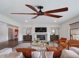 60 in. Farmhouse Walnut Wood Ceiling Fan with Remote Control,without Light W1367141065