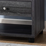 ZUN 20 Inch End Table, Entryway Display Storage Cabinet with One Drawer, Distressed Grey & Black B107131006