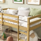 Solid Wooden, Rubber Wooden Twin Loft Bed with Ladder, Bed Platform of Strengthened Slats, Natural W504P190954
