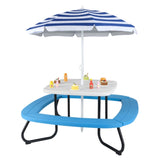 Kids Picnic Table Outdoor Activity Table With Umbrella -White 04049957
