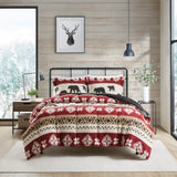 Full/Queen Print Sherpa Comforter Set B035100527