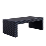 47.6" Modern Black Ribbed Coffee Table Rectangular Low Profile Center Table for Living Room W2729P309446
