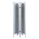 ZUN Sycamore wood 4 Panel Screen Folding Louvered Room Divider - Old white W2181P146770