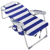 63*70*99cm Heightened Oxford Cloth Silver White Aluminum Tube Bearing 100kg Beach Chair Blue Stripes 53561346