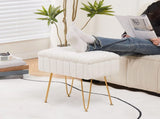 Faux Fur Storage Ottoman Vanity Stool with Metal Legs, Anti-Slip Feet, and Hidden Storage, 16.5" x 89456487