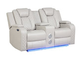 BENZ LED & Power Reclining Loveseat Made With Faux Leather in Ice Beige G150109058